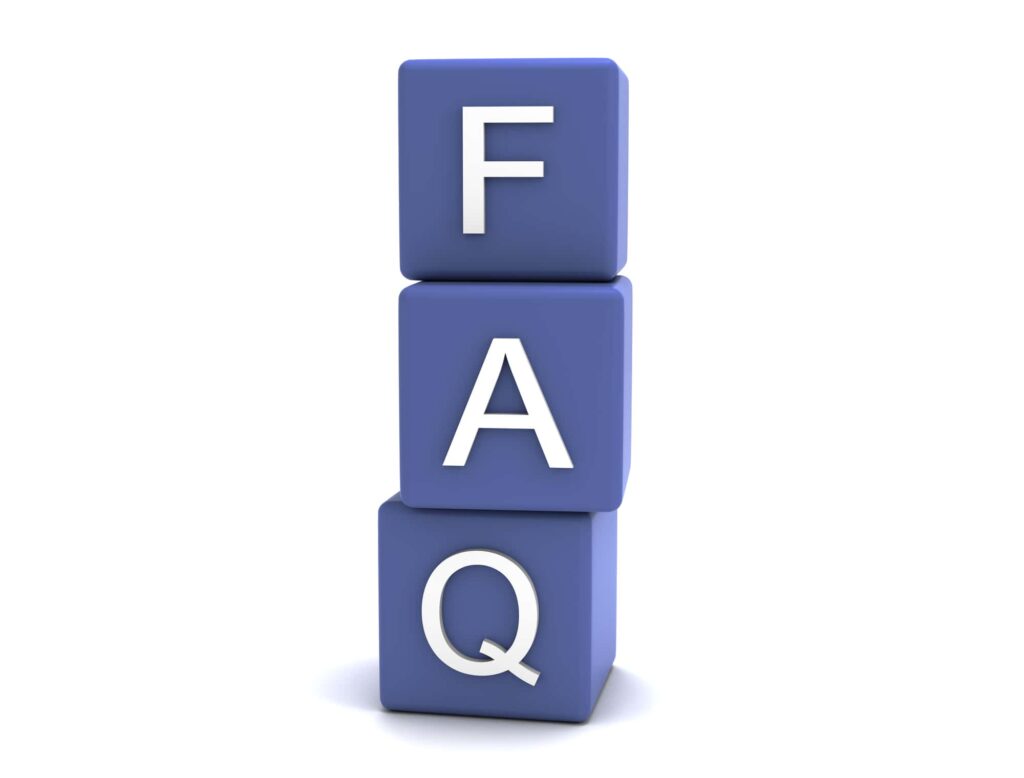 青色のブロックで構成されたFAQ（よくある質問）のアイコン