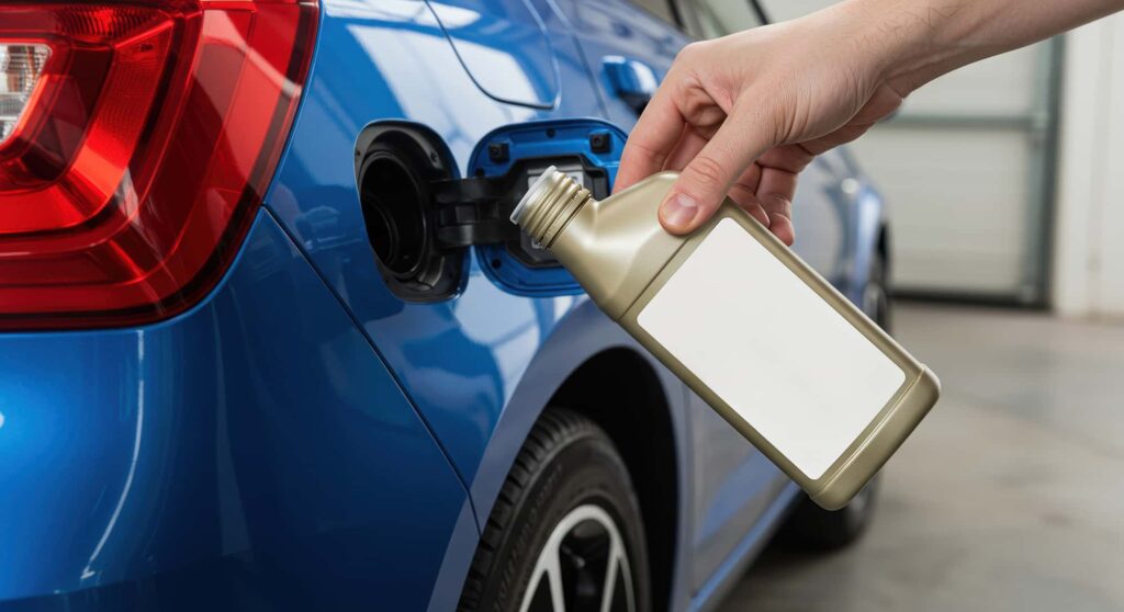 ボトルで給油している様子