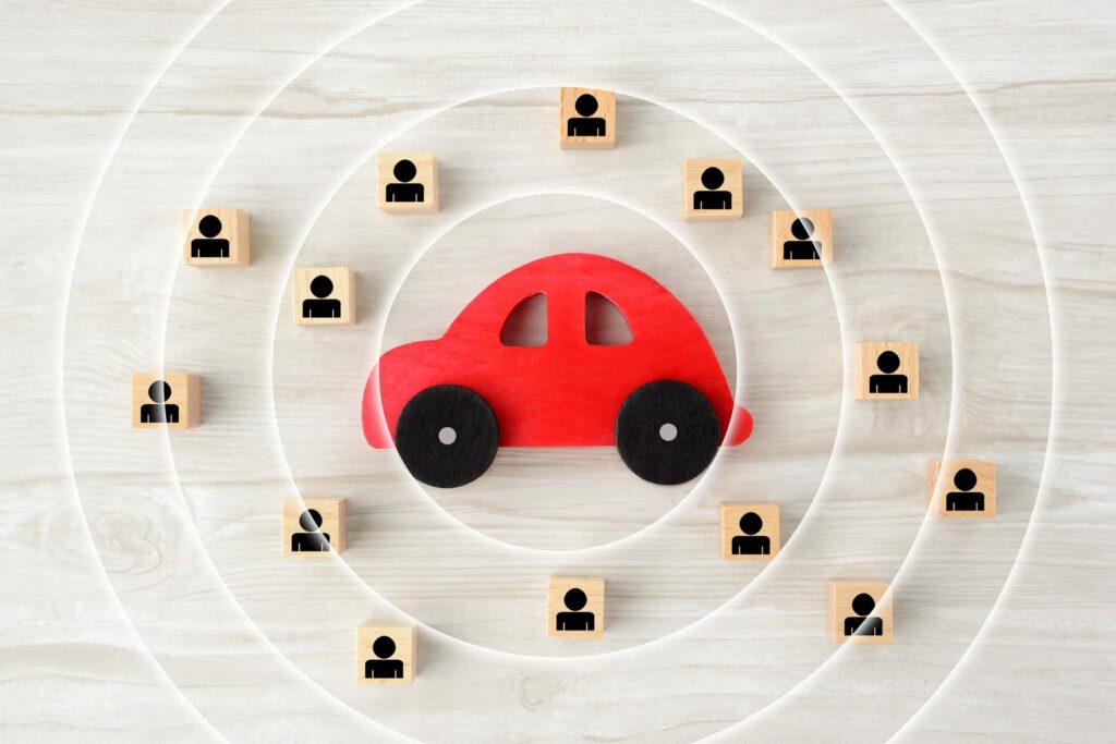 車の周囲に人がいる安全装置のイメージ